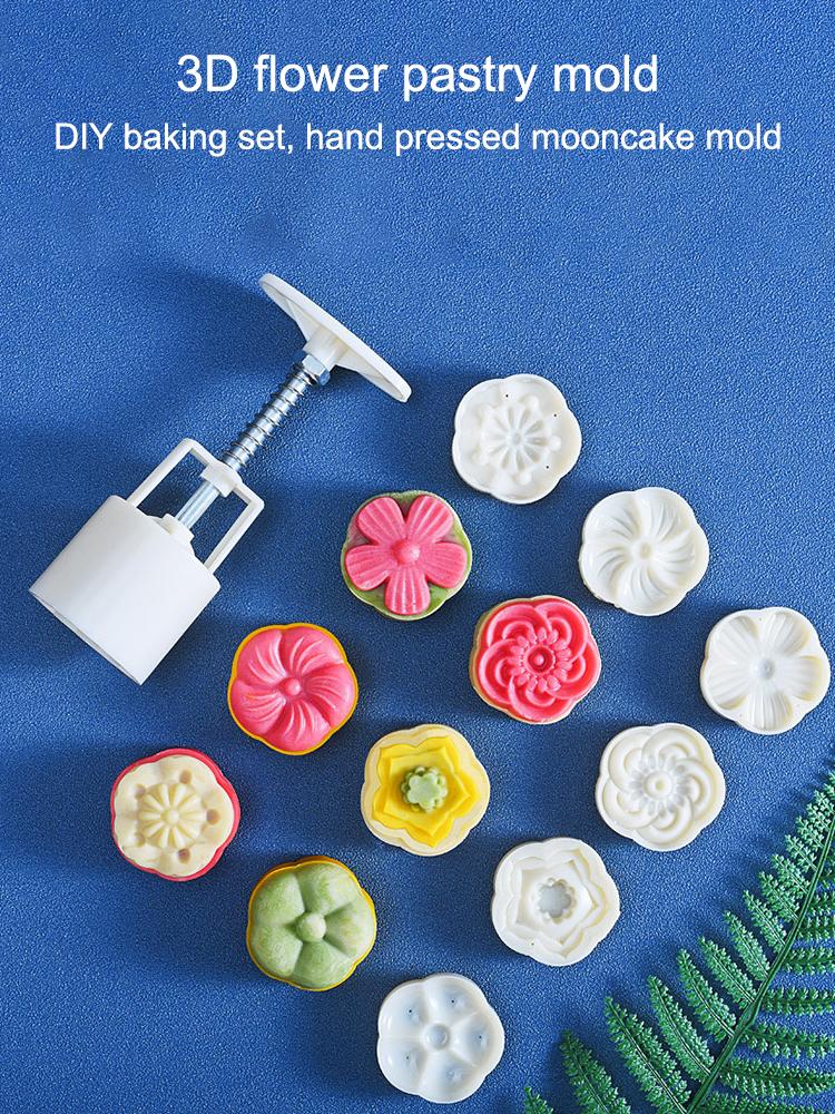 Mooncake Mold Set, 6 Pieces Of 50g Pattern Seal, Suitable For Mid-Autumn Cakes, Diy Cookies, Flower Dessert Making Tools