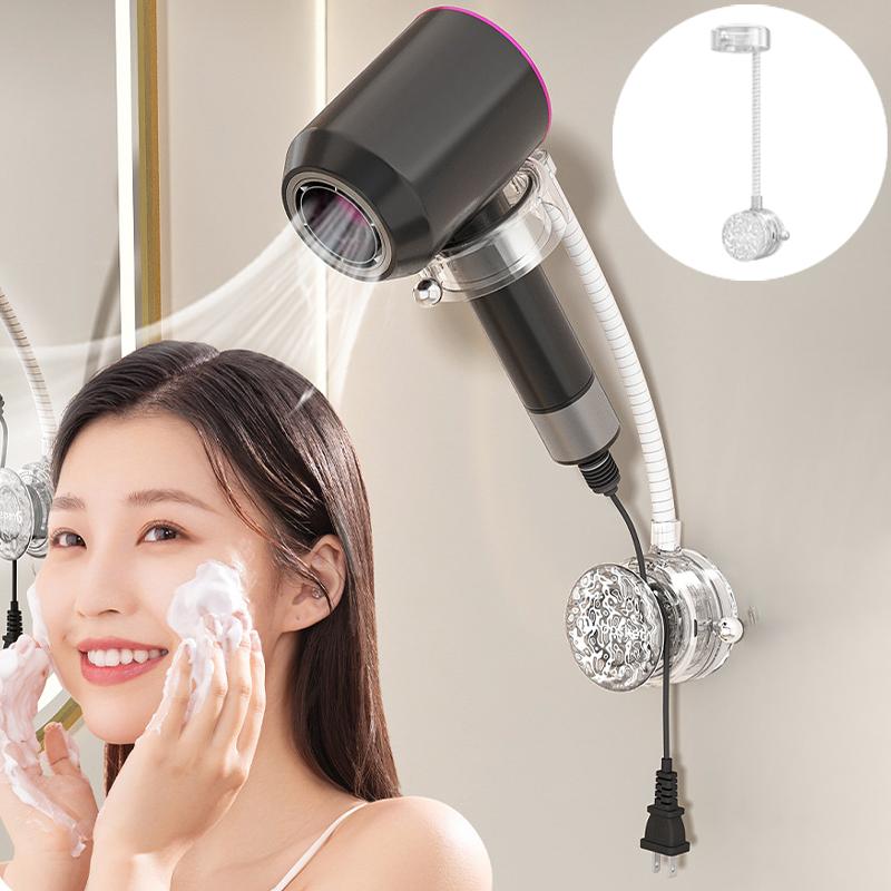 Suction Cup Lazy Hair Dryer Curling Wand Storage Rack Bathroom Toilet Punch-Free Bracket Straight Hair Storage Hair Dryer Rack