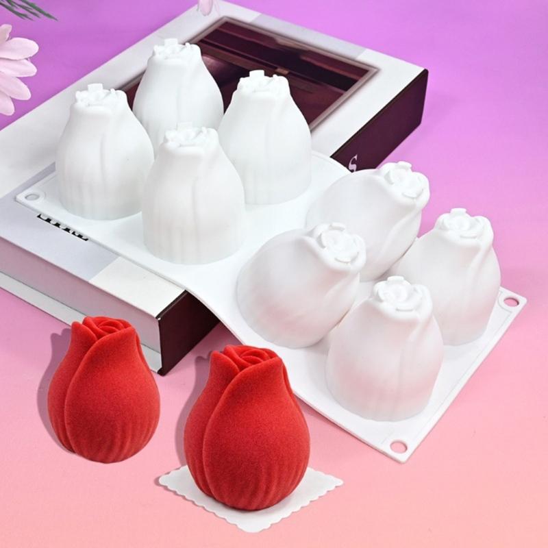 Flexible Rose Buds Silicone Molds 8 Cavity For Bakery Kitchen Use Mousse Cakes Chocolate Dessert Making Mould