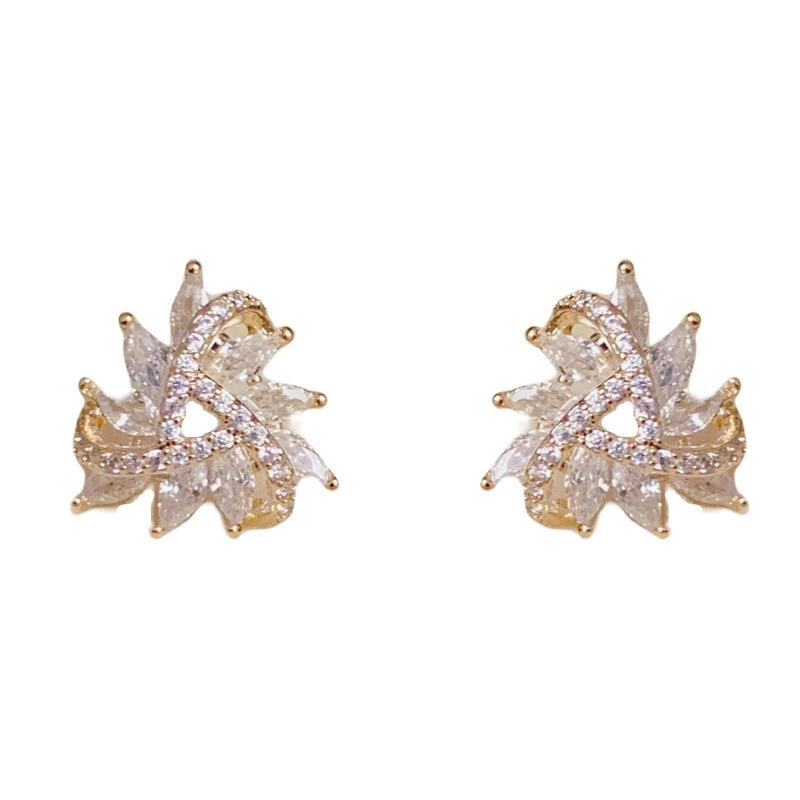 Micro Inlaid Zircon Cross Triangle Earrings Are Exquisite, Fashionable, Compact, and Versatile with a Design Sense