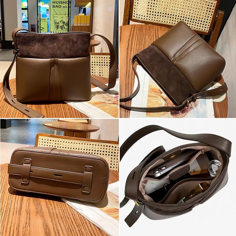 Retro Cowhide Tote Bag New Light Luxury Commuter Shoulder Bag Versatile Niche Messenger Bag