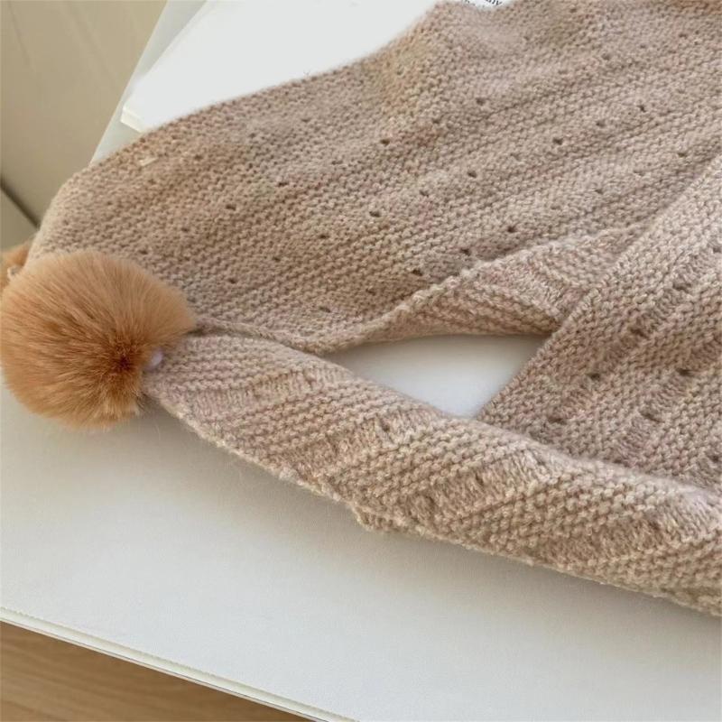 Multipurpose Shawl with Pompoms for Indoor Outdoor Windproof Accessory Neckwear Knitted Scarf Shoulder Wrap Neckwear