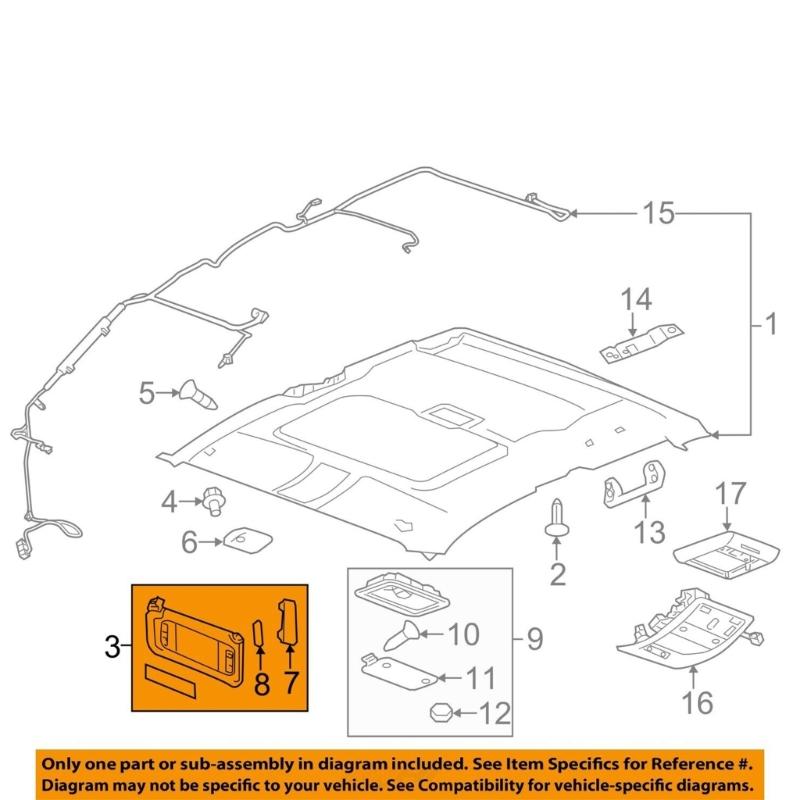 Acessório de substituição para viseiras de sol esquerda/direita 22850310 22850306 Adequado para acessórios automotivos de 2007-2014 Viseiras de sol Sombra