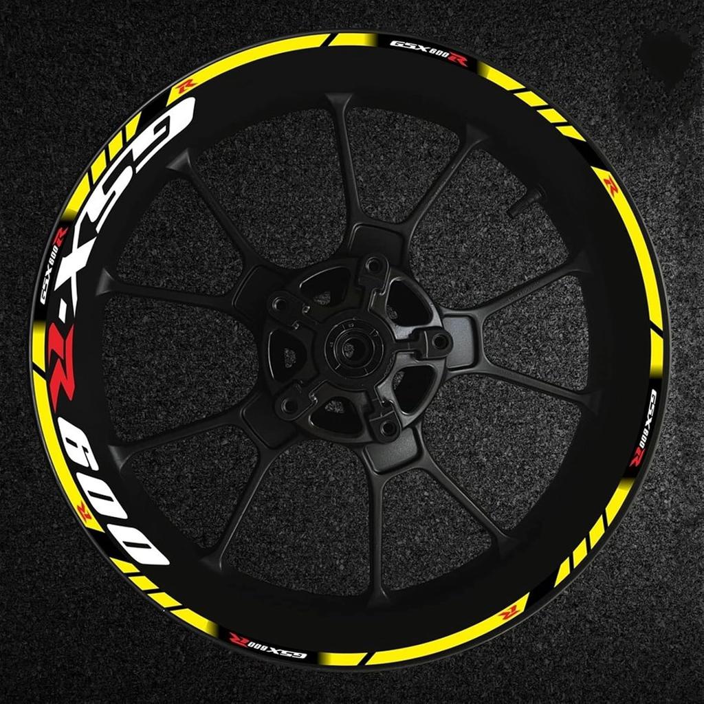 Stripe Stickers Motorcycle Wheel Hub Rim Decal Reflective Sticker for Suzuki GSXR600 Gsxr/600/R/600R Gsx-r 600 R600 (Color : L)