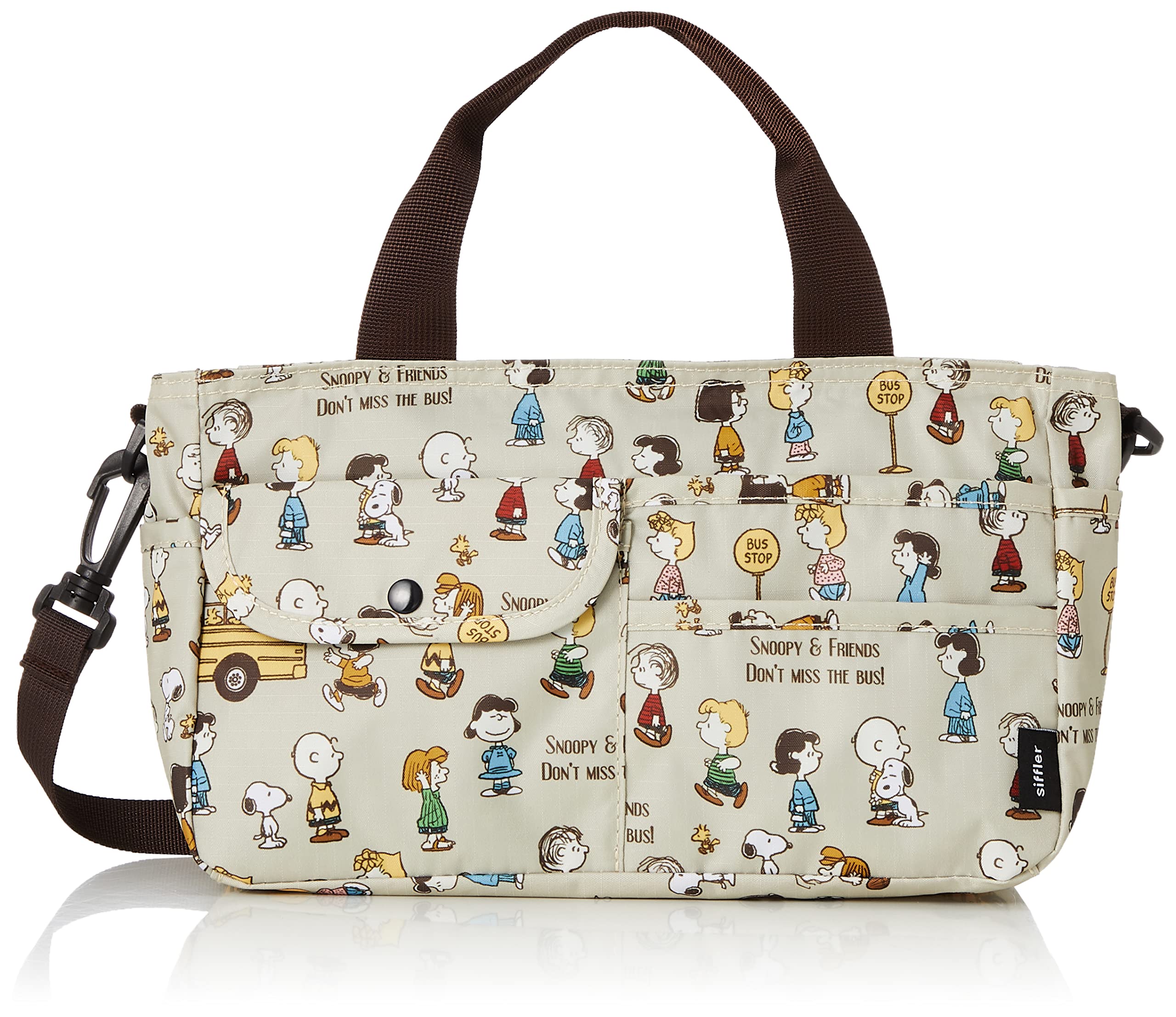 

mini tote bag in bag 6029 Snoopy eco bag for bus stop brown [Sifre] 2-way women,