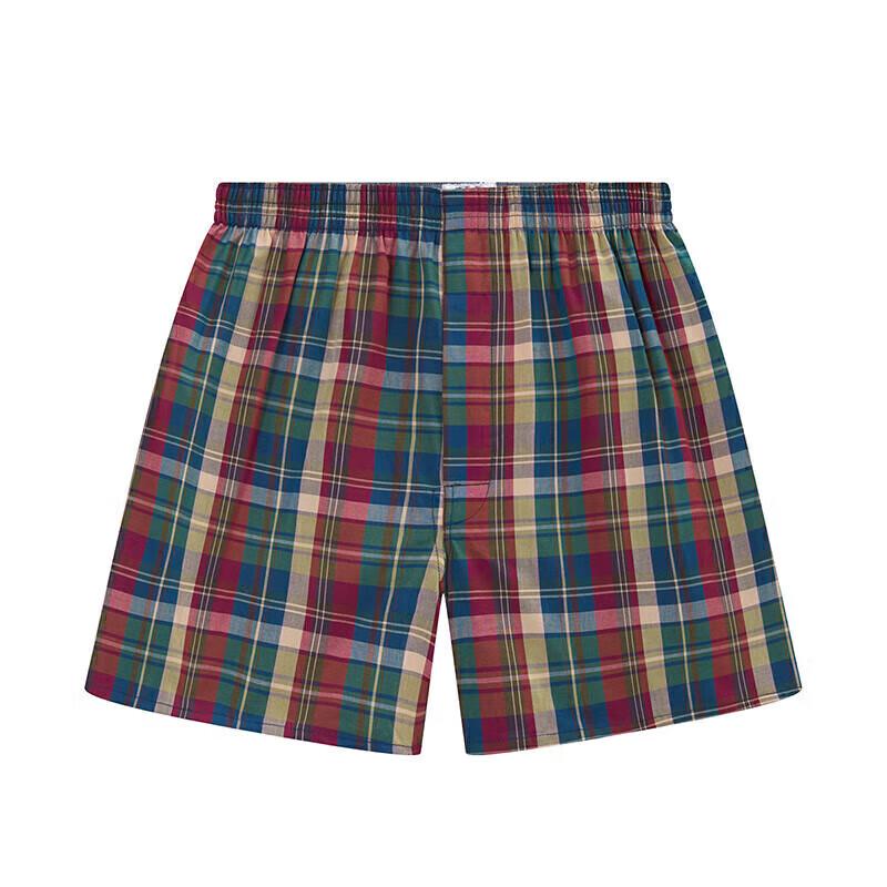 Yiershuang Men's 100% Cotton Woven Plaid Boxer Briefs (3-Pack)