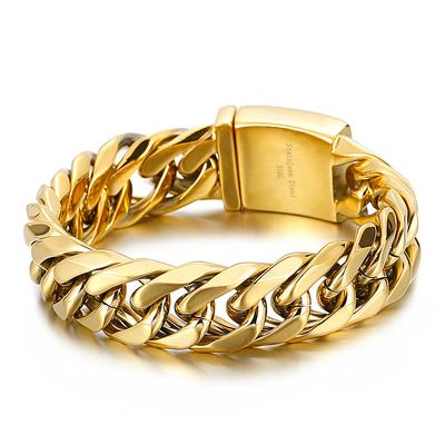 Brățări clasice cu lanț cubanez de 19 mm pentru bărbați Hip Hop Bijuterii din oțel inoxidabil 316L Accesorii cu lanț plat Vintage Vânzare cu ridicata