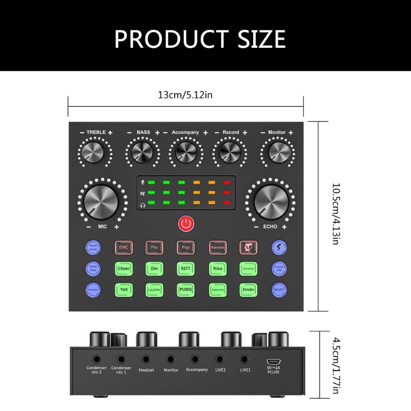 Quality Live Sound Card for Clear Recording Easy Plugs &Play Interfaces Clearly Sound Capturing Easy to Use Sound Mixer