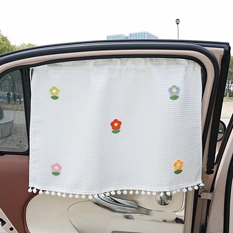Fresh Style Car Window Sunshade Curtain Heat Insulation Suction Cup Type UV Protection for Summer Road Trip Parking Use