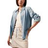 Calvin Klein Solid Color Square Neck Button Down Denim Long Sleeve Shirt Women Shirts Blue 40WK840