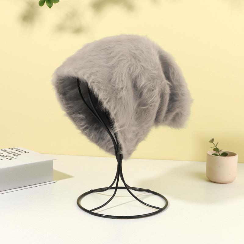 

Шапка с ворсом из кроличьей шерсти для женщин, осенне-зимняя плюшевая японская милая женская шапка, теплые меховые шапки One Size