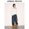 UR Women's 2026 Spring Asymmetric Neck Pleated Long Sleeve T-shirt