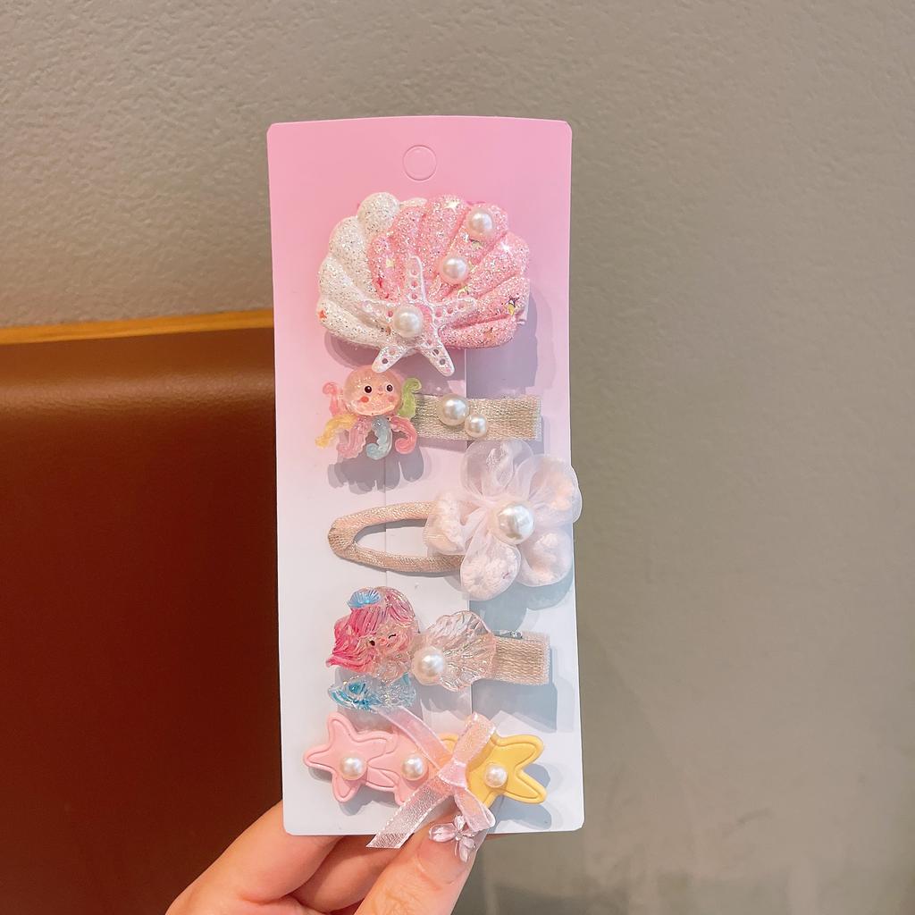Summer Ocean Starfish Shell Hairpin Cute Children'S Hairpin Duck Beak Clip Pearl Hair Accessories Headgear Clip Girl