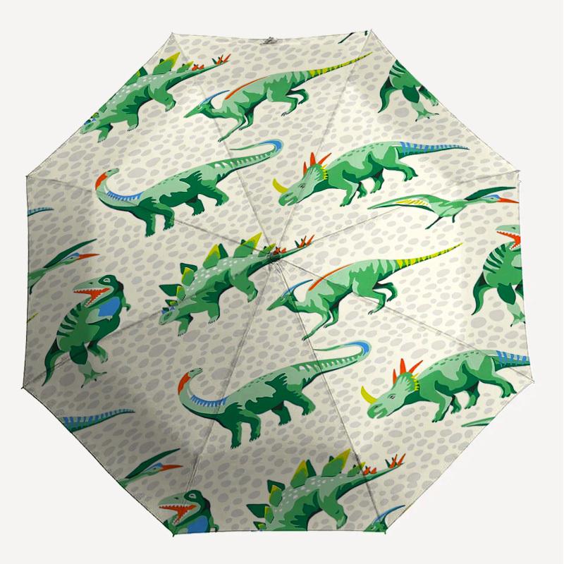 1PC Dinosaur Pattern Umbrella-8-Rib Reinforced, Automatic Open, Lightweight & Durable, Fashion Accessory for Outdoor-D327