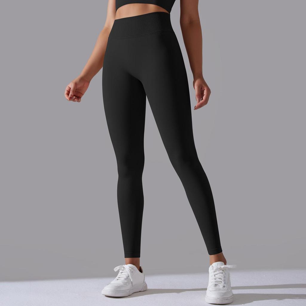 Pantaloni de Yoga Sport Alergare Fitness Tricotați Fără Cusături Culoare Solidă Talie Înaltă Strâmți Fesă Piersică