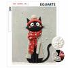 Frameless Pearl Painting Cute Cat 3D Shiny Bead Canvas Winter Scarf Design Cozy Room Decor Creative Craft for Adults Modern Style