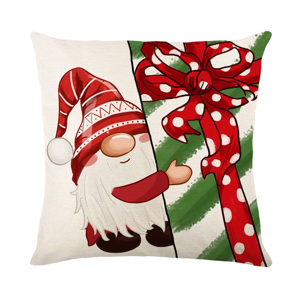 Santa Claus Linen Printed Pillow Cover Home Living Room Sofa Cushion Cover Bedroom Pillow Cover