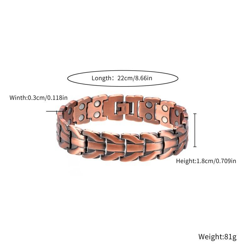 Adjustable Copper Bracelet With Magnetic Vintage Dragon Motif Geometric Design Unisex Jewelry