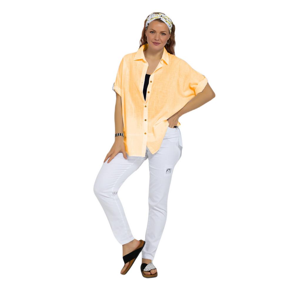 Fierte Damska Koszula Duży Rozmiar Lm13240 Len Zapięcie na Guziki