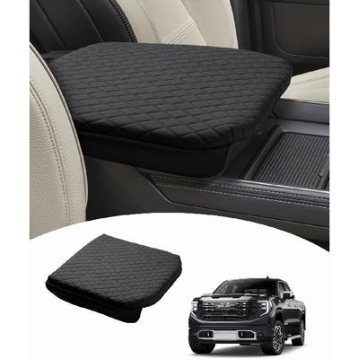 Shademax Fit For Center Console Cover -2024 2025 2026 GMC Sierra 1500/Chevy Silverado 1500 2500HD 3500HD Armrest Cushion Pad Cover PU Leather Sierra