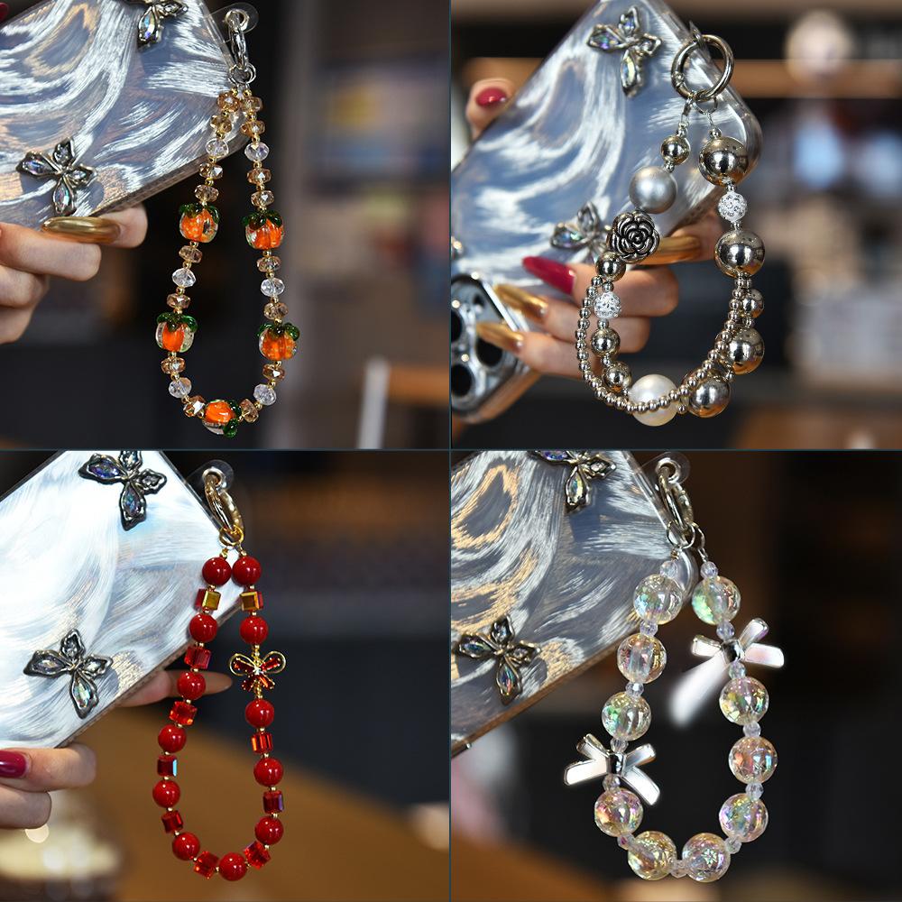 Mobile Phone Chain Rope Hanging Wrist Women'S High-End Crystal Light Luxury Niche Exquisite Mobile Phone Chain String Beads Short Gasket