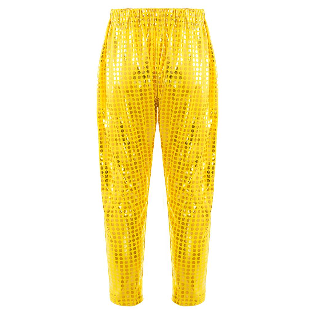 Pantaloni Street Dance Unisex per Bambini Vita Elastica Pantaloni a Carota Pantaloni Harun Pantaloni da Performance con Paillettes Lucide
