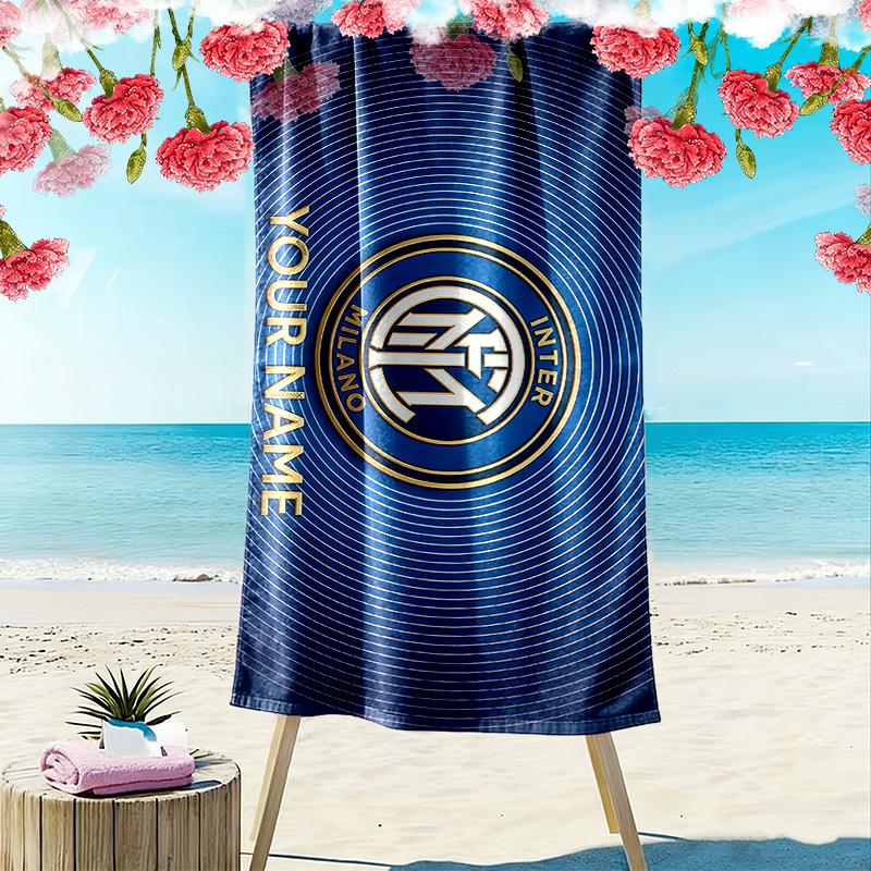 FC Internazionale Milano Print Beach Towel, Large Soft Quick Dry Towel for Beach Camping Swimming
