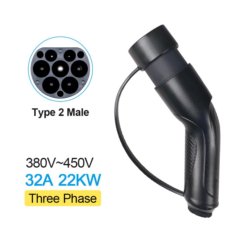 16/32A 3.6/7.2/11/22KW Type 2 EV Charger Plug Adaptor IEC 62169 Male/Female For Charging Station And Eletric Vehicle Connector