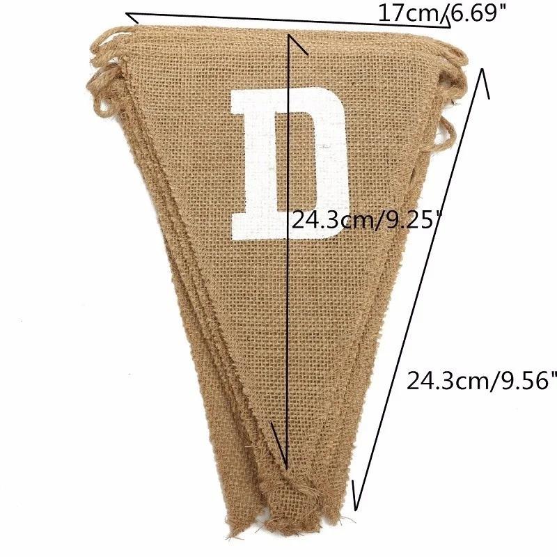 Linen Vintage JUST MARRIED Wedding Banner Photo Props Bunting Birthday Party Decorations Kids