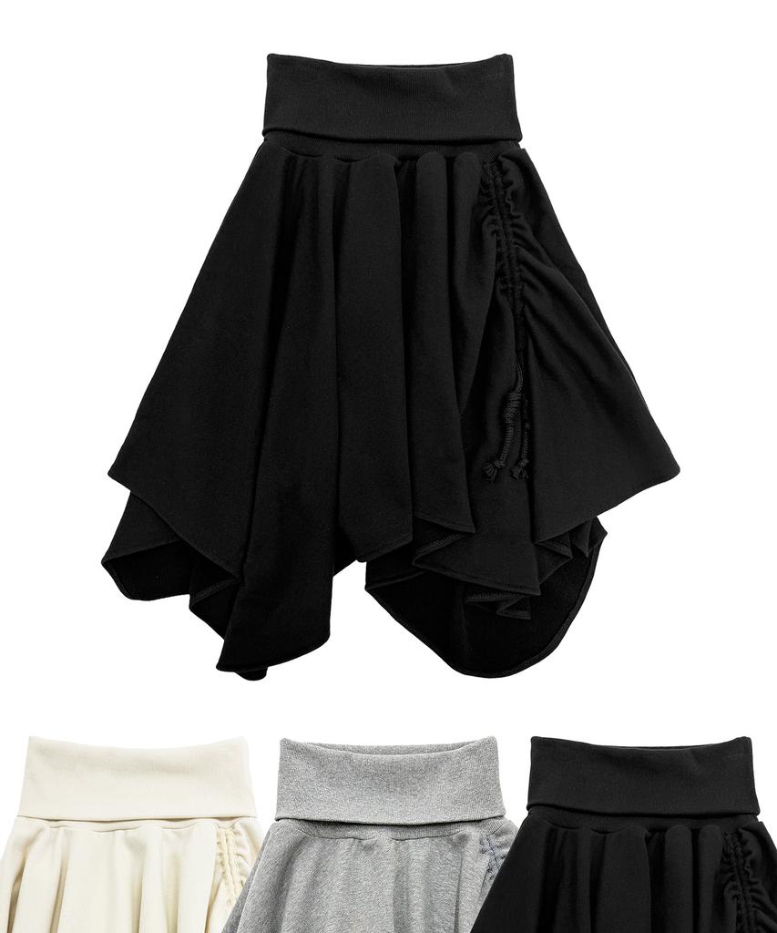 Plasma Sphere Warmer Asymmetrical Drape Sweat Skirt_3 Colors