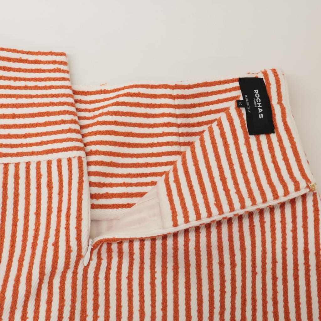 ROCHAS 24 ROPA35175A Orange x White Striped Skirt skirt 40 orange/whiteUsed