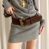 Y2k Rivet Waist Belt Pin Buckle Ultra-wide Waistband  Women Coat Skirt Decoration