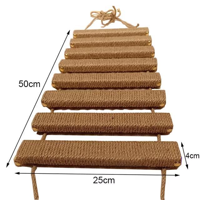 Cat Activity Wall-Mounted Furniture Center Wooden Sisal Scratcher Climber & Bridge with Rope Steps for Kittens and Adult Cats