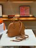 Mini Bowling Goat Grain Cowhide Leather Shoulder Bag