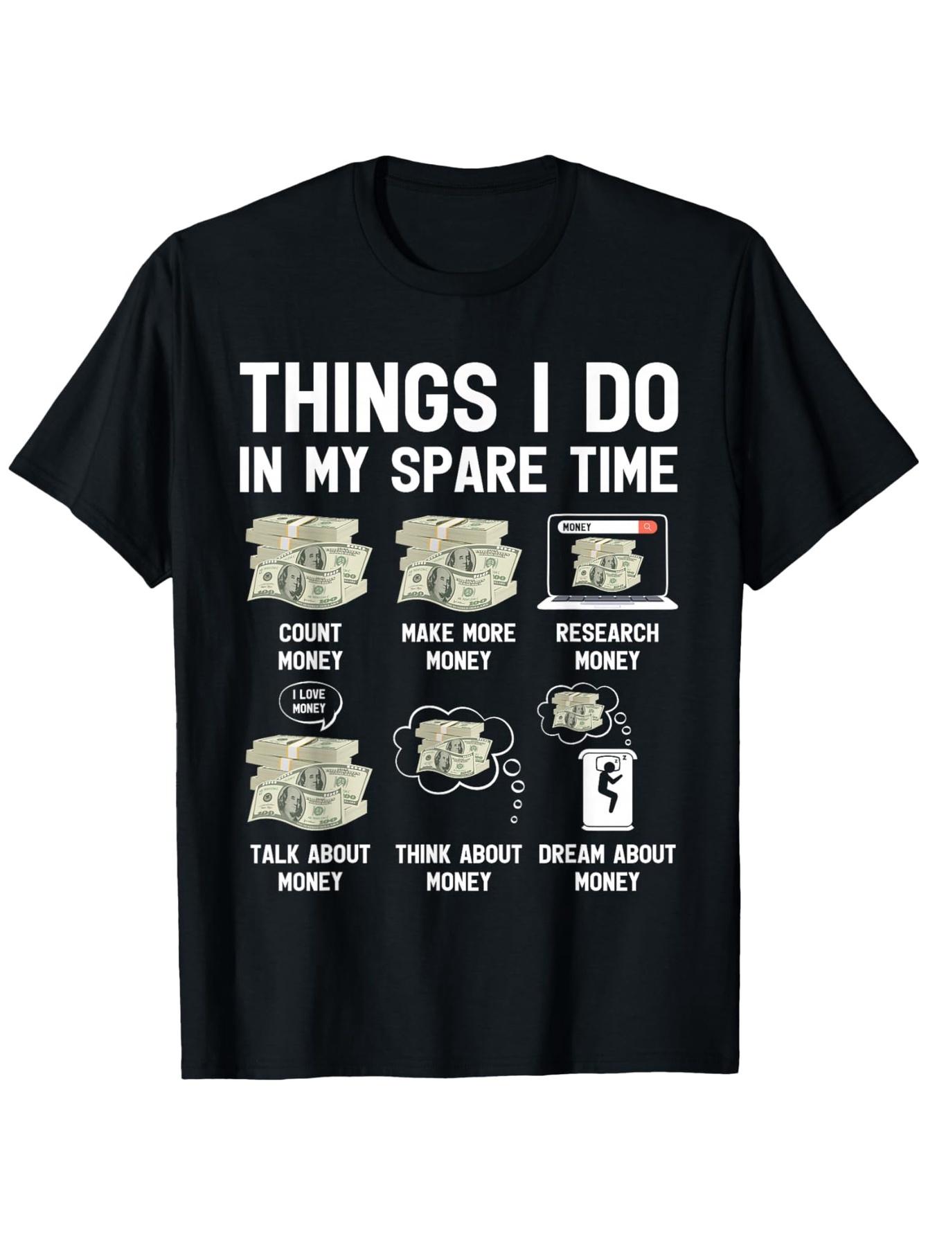 I make money in my spare time hobbyist pattern t-shirt-fun financial theme design with dollar sign and financial calculation S
