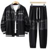 Plus Size Men's Trendy Casual Two-Piece: Baseball Jacket & Pants Set for Spring & Autumn