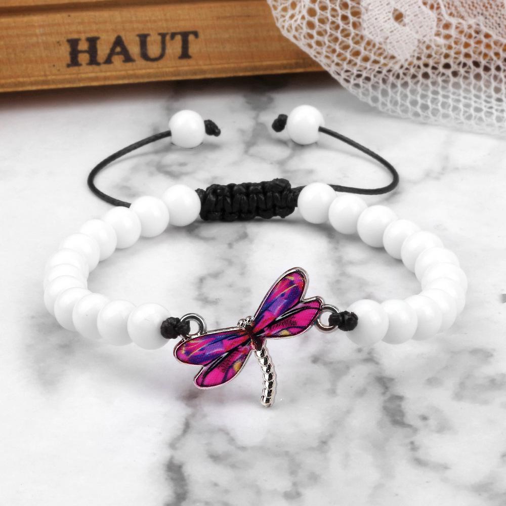 Dragonfly Water Touch Adjustable Blue Turquoise Beaded Bracelet
