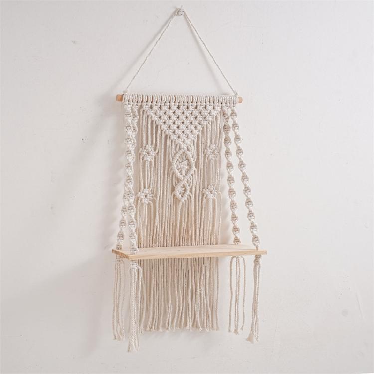 Handwoven Shelf Vintage Wall Organizer Bohemian Floating Shelf Home Decorations