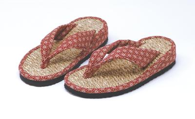 Kyosai Folk Craft Cm [Nisshin Sangyo] Slippers, Red, 23.0