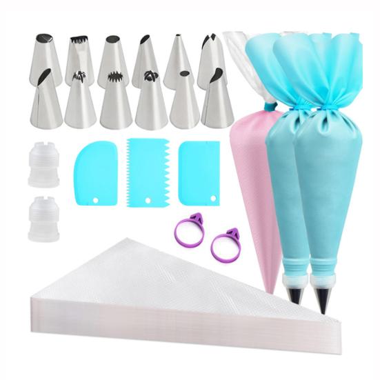 Stainless Steel Piping Tips Set with Bags Cake Decorating Kit for Buttercream Flowers Professional Baking Tools