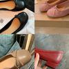 Grape Mother Studiolee Round Head Light Mouth Bow Solid Color Sheepskin High Heels Thick Heel Ballet Single Shoes Women