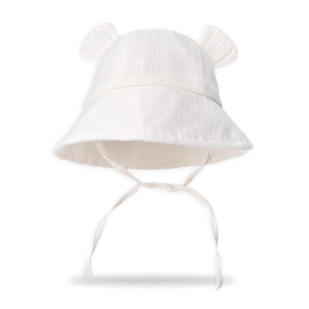 Korean Baby Bear Ear Hat Solid Color Boys Girls Sunhat Cute Baby Bucket Hat  Toddler