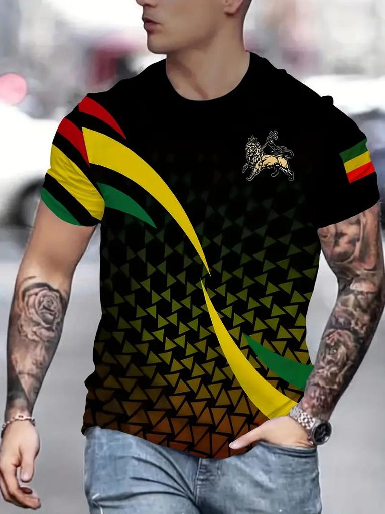Jamaican Flag Hummingbird 3D Printed Men's Short-Sleeved T-Shirt - Patriotic Casual Streetwear Shirt