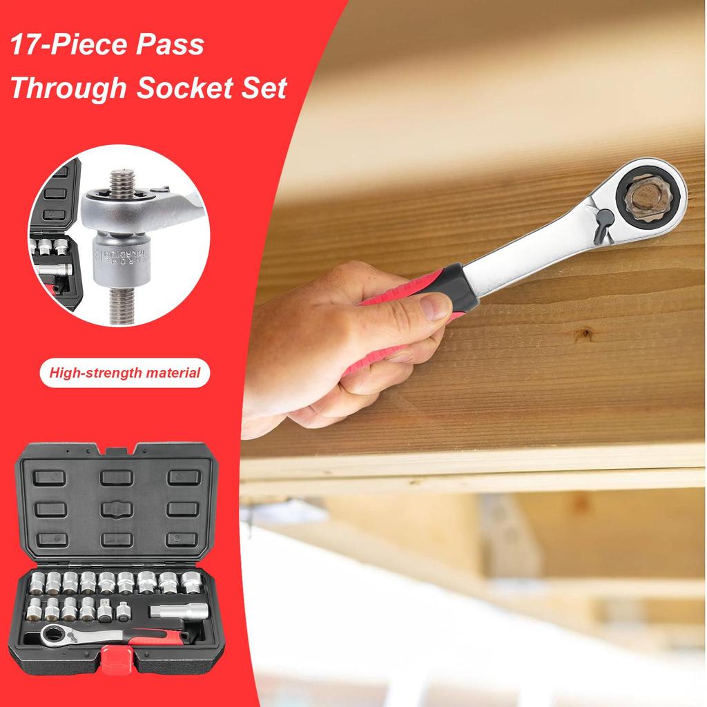 Ratchet and Socket Set Mechanics Tool Set Compact Kit for Vehicle Maintenance Electrical Panel Work Motor Assembly Plumbing