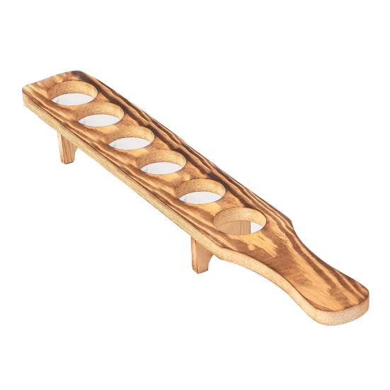 Wine Glass Rack 6 Small Wine Glasses Wooden Wine Holder Shot Serving Tray for Whiskey Vodka Tequila Good Helper for Parties Home Bar Restaurant