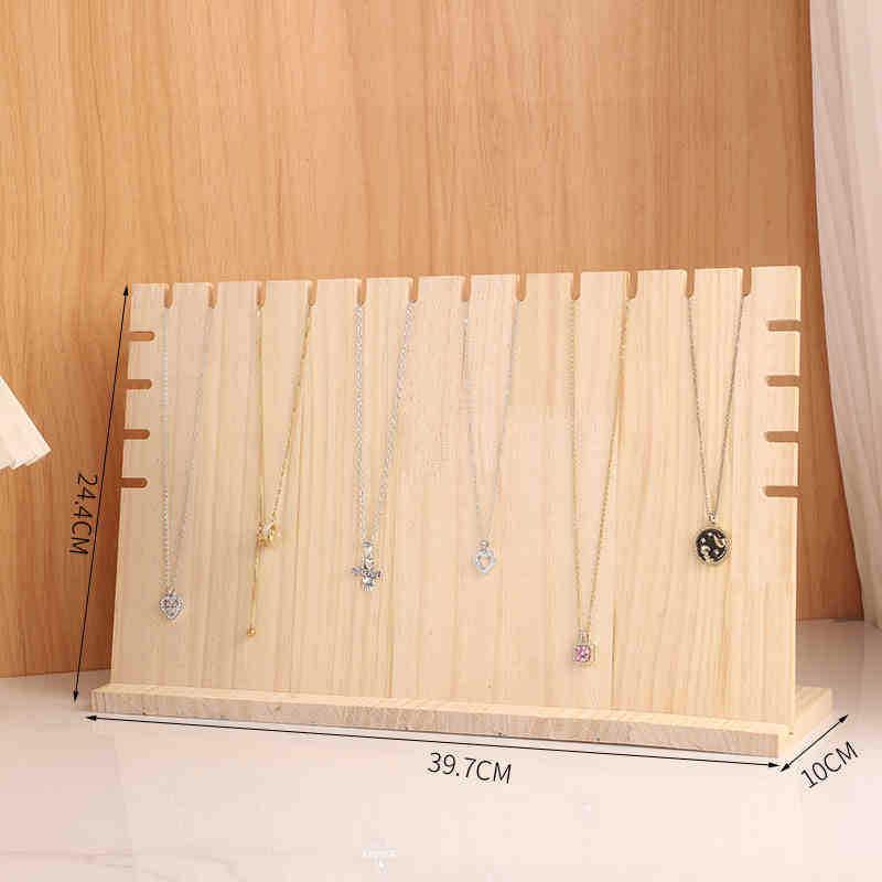 Solid Wood L-Shaped Necklace and Pendant Display Stand with Detachable Jewelry Board