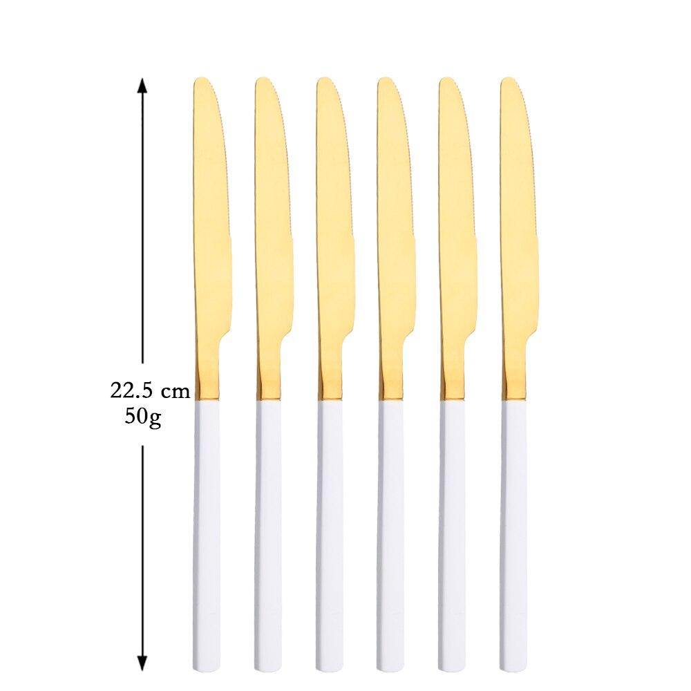 

6 шт., черный зеркальный полирующий нож из нержавеющей стали, нож для стейка, набор посуды, кухонный стол, обеденные ножи, ресторан, черные столовые приборы, набор столовых приборов белый/золотой
