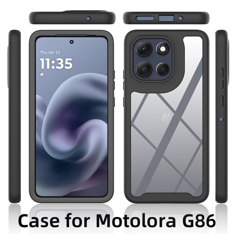 For Motorola Moto G86, G56 Case Soft Bumper + Crystal Clear Hard Back Panel 360 Protect Shockproof Cover For MOTO G 86