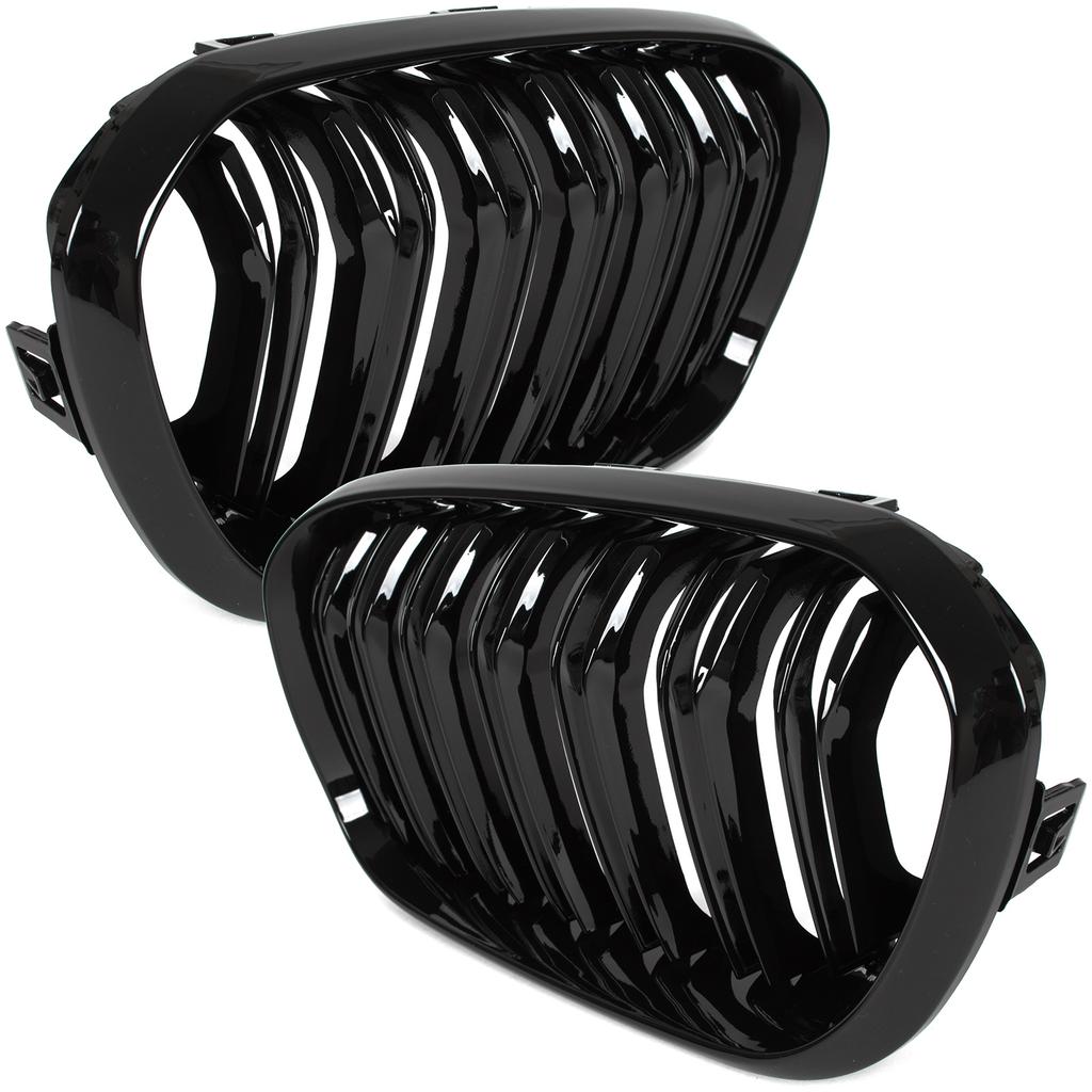 BMW 1 F21 15-18 grilles between the headlights (kidneys) left + right set BLACK GLOSSY DOUBLE BAR