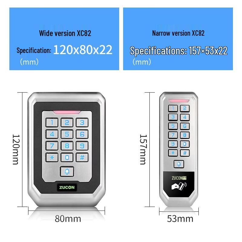 ZUCON Wasserdichtes Ganzmetall-Zugangskontrollsystem für den Außenbereich CN-Stecker (Adapter enthalten)
